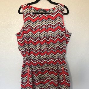 Feathers sleeveless dress zippered pockets 1X